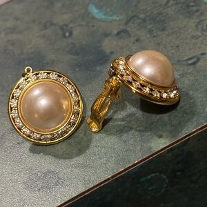 Vintage pearl and diamond earrings